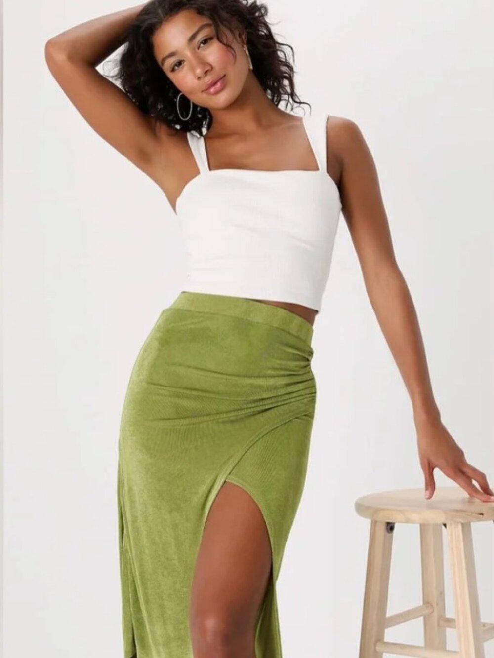 Lulu's Confident Commotion Lime Green Asymmetric Skirt, Size Small, NWOT